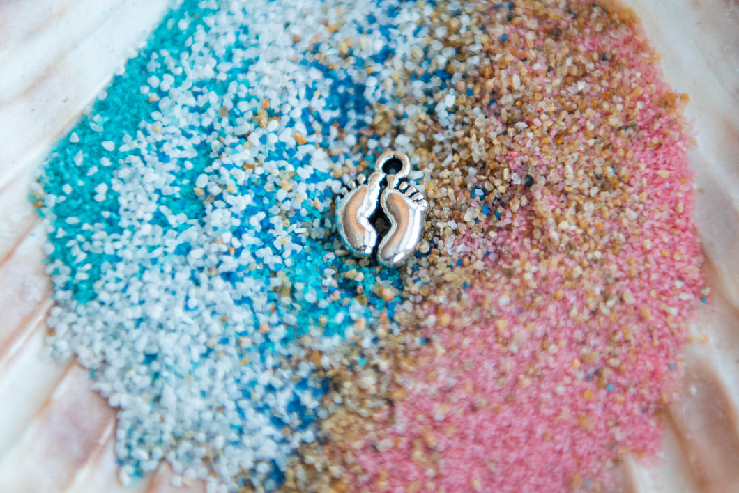 Footprints in the Sand Charm--Colored Sand Necklace