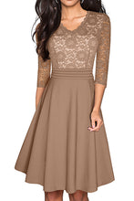 Load image into Gallery viewer, V-Neck Lace Detail Knee-Length Dress

