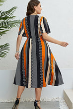 Load image into Gallery viewer, Mixed Print Striped Flutter Sleeve Dress
