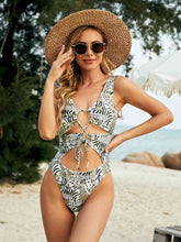 Load image into Gallery viewer, Animal Print Cutout Sleeveless One-Piece Swimsuit
