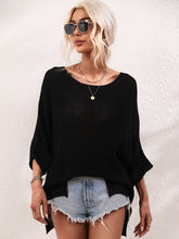 Load image into Gallery viewer, Boat Neck Cuffed Sleeve Slit Tunic Knit Top
