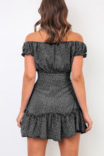 Load image into Gallery viewer, Printed Off-Shoulder Ruffle Hem Dress
