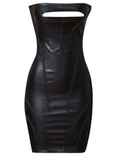 Load image into Gallery viewer, Faux Leather Cutout Strapless Bandage Dress
