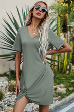 Load image into Gallery viewer, Twisted V-Neck Short Sleeve Dress
