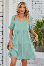 Load image into Gallery viewer, V-Neck Flounce Sleeve Tiered Dress
