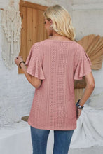 Load image into Gallery viewer, Eyelet Applique V-Neck Cap Sleeve T-Shirt
