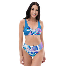 Load image into Gallery viewer, Sea Turtle Blue Recycled high-waisted bikini
