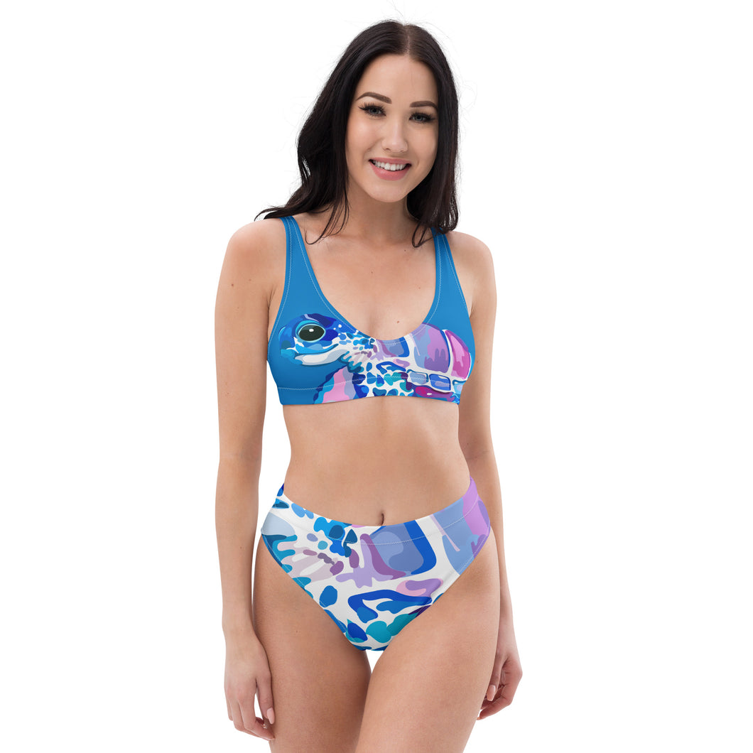 Sea Turtle Blue Recycled high-waisted bikini