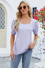 Load image into Gallery viewer, Eyelet Square Neck Short Sleeve T-Shirt
