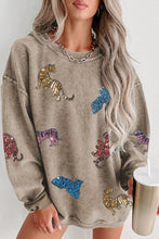Load image into Gallery viewer, Animal Sequin Dropped Shoulder Sweatshirt
