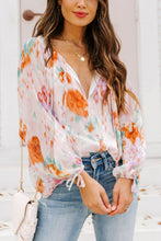 Load image into Gallery viewer, Printed Tie Neck Long Sleeve Blouse

