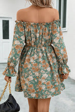 Load image into Gallery viewer, Floral Off-Shoulder Flounce Sleeve Dress
