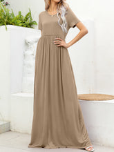 Load image into Gallery viewer, Round Neck Short Sleeve Maxi Dress with Pockets
