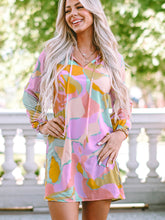 Load image into Gallery viewer, Printed Tie Neck Long Sleeve Dress

