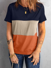 Load image into Gallery viewer, Color Block Round Neck T-Shirt

