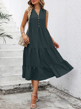 Load image into Gallery viewer, V-Neck Sleeveless Tiered Dress
