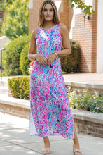 Load image into Gallery viewer, Printed Round Neck Slit Sleeveless Dress

