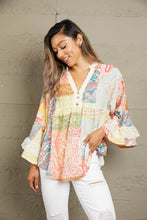 Load image into Gallery viewer, Double Take Printed Lace Trim Buttoned Blouse
