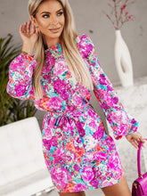 Load image into Gallery viewer, Floral Print Round Neck Long Sleeve Dress
