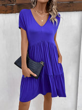 Load image into Gallery viewer, V-Neck Short Sleeve Dress with Pockets
