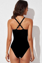Load image into Gallery viewer, Spliced Mesh Halter Neck One-Piece Swimsuit
