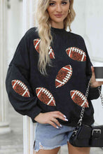 Load image into Gallery viewer, Sequin Football Patch Dropped Shoulder Sweatshirt
