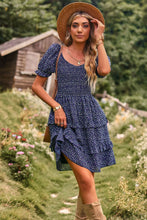 Load image into Gallery viewer, Smocked Sweetheart Neck Flounce Sleeve Mini Dress
