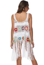 Load image into Gallery viewer, Openwork Fringe Detail Embroidery Sleeveless Cover-Up
