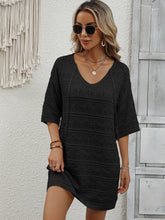 Load image into Gallery viewer, Openwork V-Neck Mini Knit Dress

