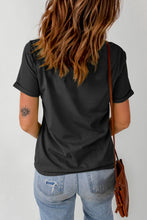 Load image into Gallery viewer, AMERICA Embroidered Round Neck Cuffed Tee Shirt

