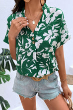 Load image into Gallery viewer, Floral Buttoned Notched Neck Blouse
