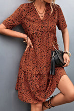 Load image into Gallery viewer, Ditsy Floral Empire Waist Plunge Short Sleeve Dress
