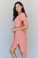 Load image into Gallery viewer, POL All Day Comfort Front Hook Contrast T-Shirt Dress in Blush Red
