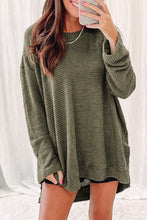 Load image into Gallery viewer, Waffle-Knit Round Neck Long Sleeve Sweatshirt
