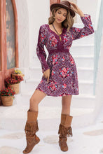 Load image into Gallery viewer, V-Neck Long Sleeve Printed Mini Dress
