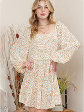 Load image into Gallery viewer, Printed Square Neck Long Sleeve Smocked Dress
