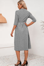 Load image into Gallery viewer, Plaid Collared Neck Midi Dress
