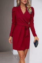 Load image into Gallery viewer, Tie Waist Long Puff Sleeve Dress
