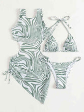 Load image into Gallery viewer, Abstract Print Tie Back Three-Piece Swim Set
