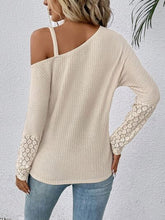 Load image into Gallery viewer, Lace Detail Asymmetrical Neck Long Sleeve T-Shirt
