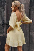 Load image into Gallery viewer, Tie-Back Ruffled Hem Square Neck Mini Dress
