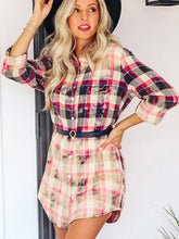 Load image into Gallery viewer, Plaid Button-Down Mini Dress
