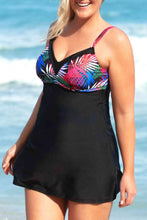 Load image into Gallery viewer, Plus Size Botanical Print Two-Tone Two-Piece Swimsuit
