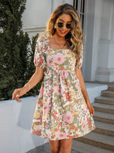 Load image into Gallery viewer, Floral Square Neck Cutout Mini Dress
