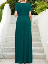 Load image into Gallery viewer, Round Neck Short Sleeve Maxi Dress with Pockets
