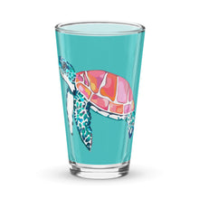 Load image into Gallery viewer, Sea Turtle Teal Shaker pint glass
